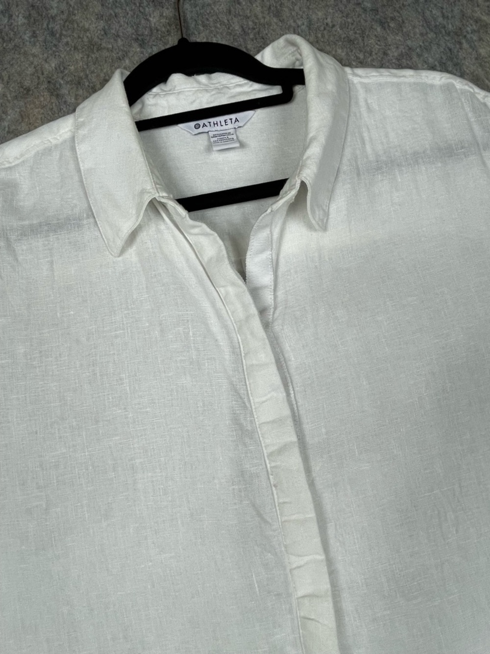Athleta Playa Shirt White 100% Linen Classic Minimalist Coastal Button Up  Sz 1x